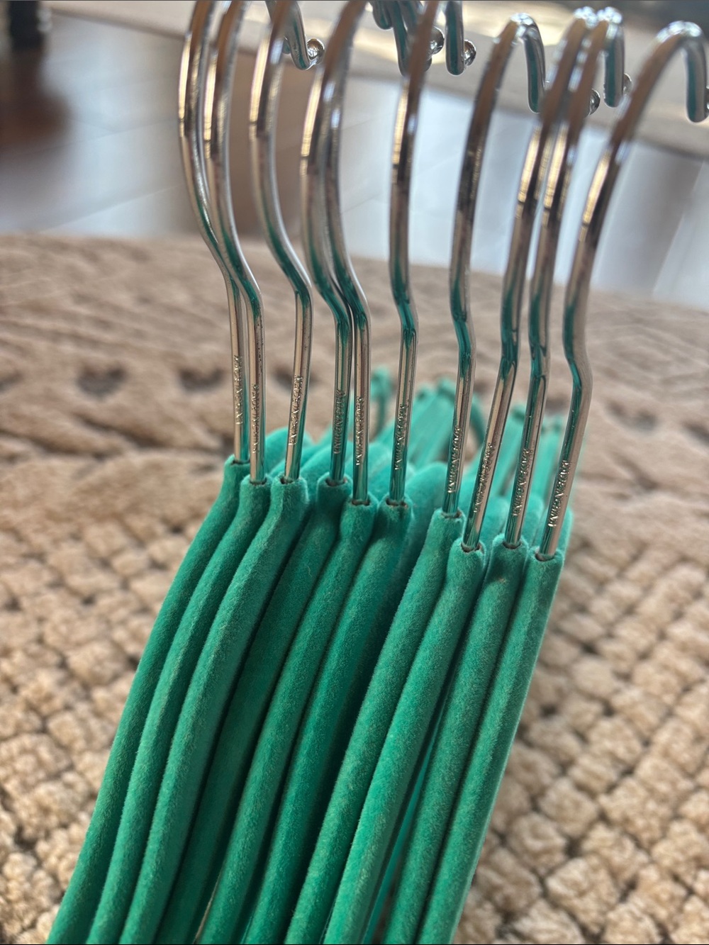 Teal Non-Slip Velvet Non-Slip Clothes Hangers - Set of 10 - Picture 4 of 4
